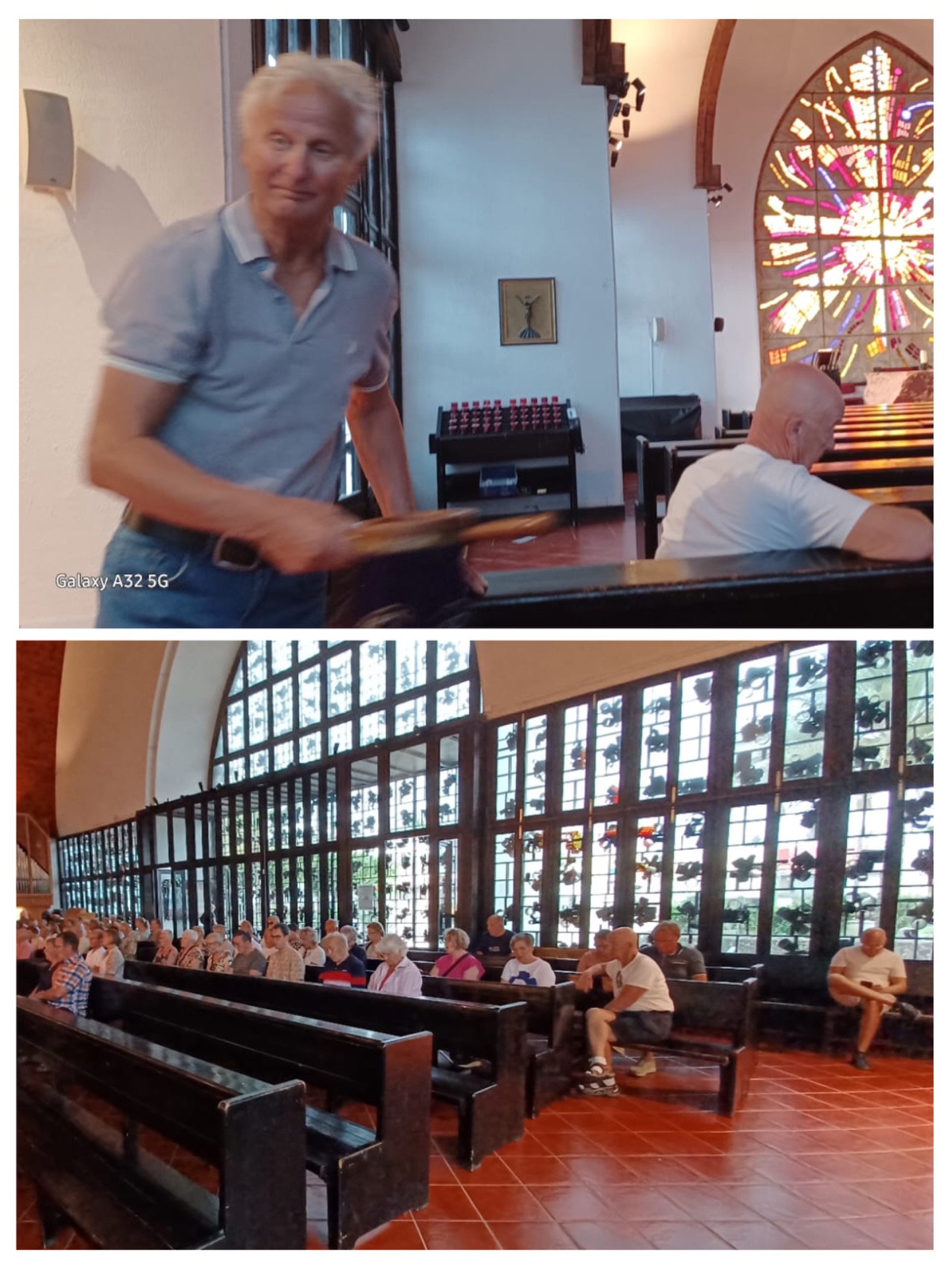 Keskiviikkoseuroissa 12.11.2025 Templo Ecumenicossa kolehdin kirkkovuokraa varten kantoi Arvi Saari